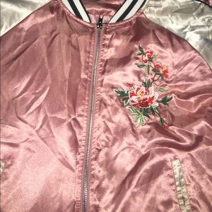 Charlotte russe chrome pink bomber jacket